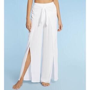 NEW Kona Sol Swim Tie Front Cover Up Pants Side Split White Size Small 4 - 6